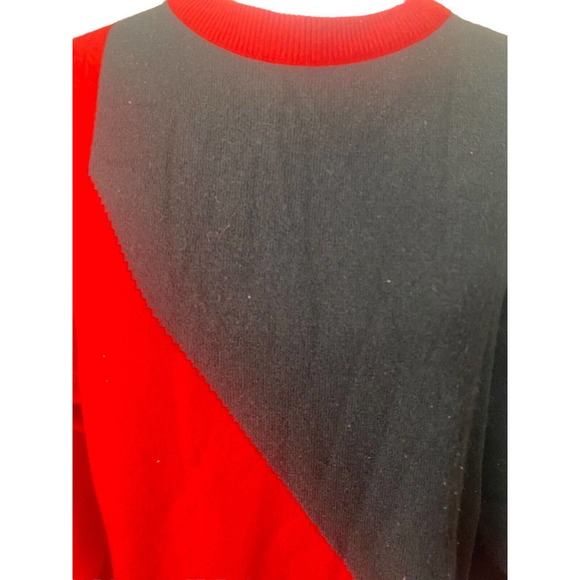 New Wave Retro Black Red‎ Sweater Vintage 80s Large Womens Long Sleeve Diagonal - Picture 2 of 4